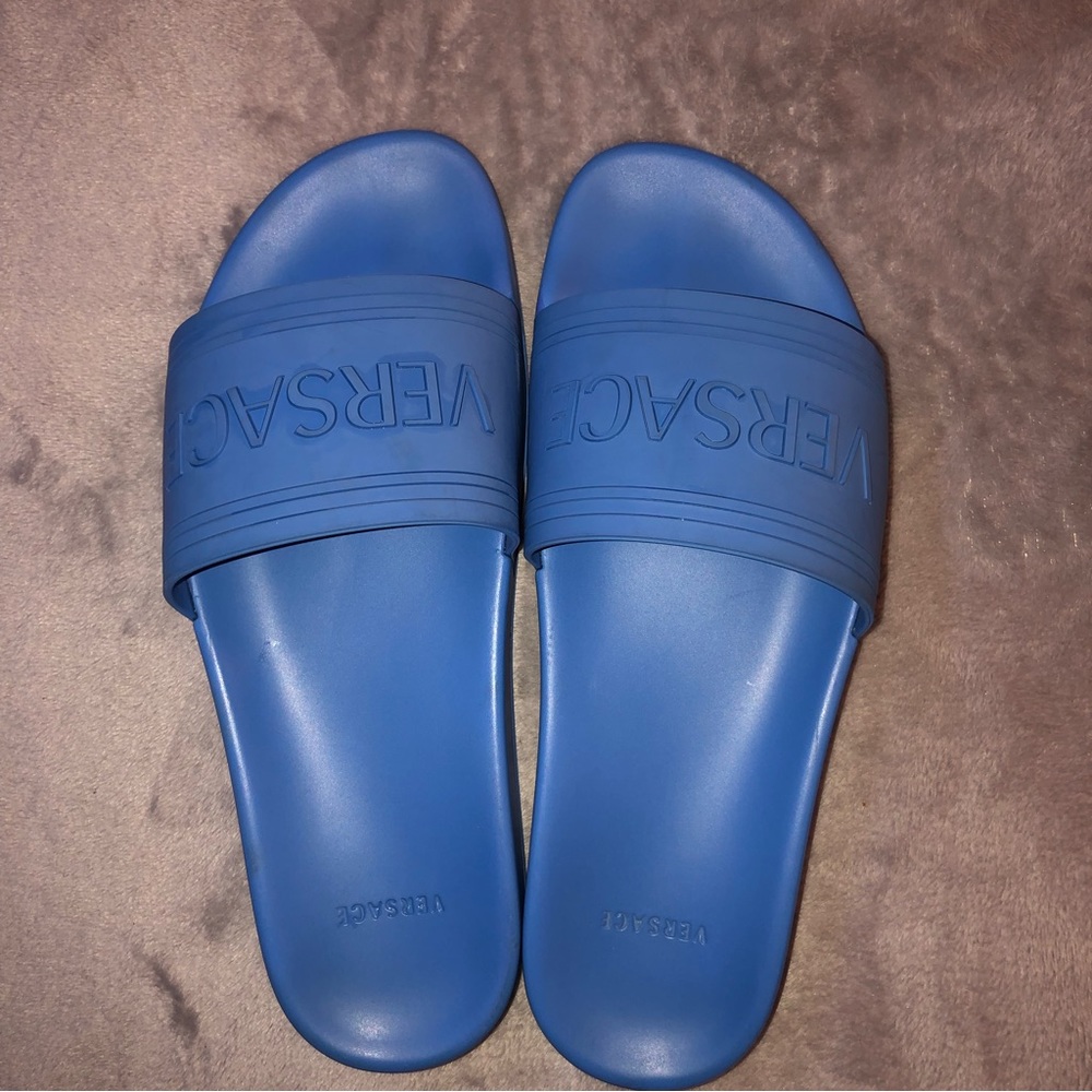 VERSACE BLUE FLIP FLOPS/ SLIPPERS/ SLIDES